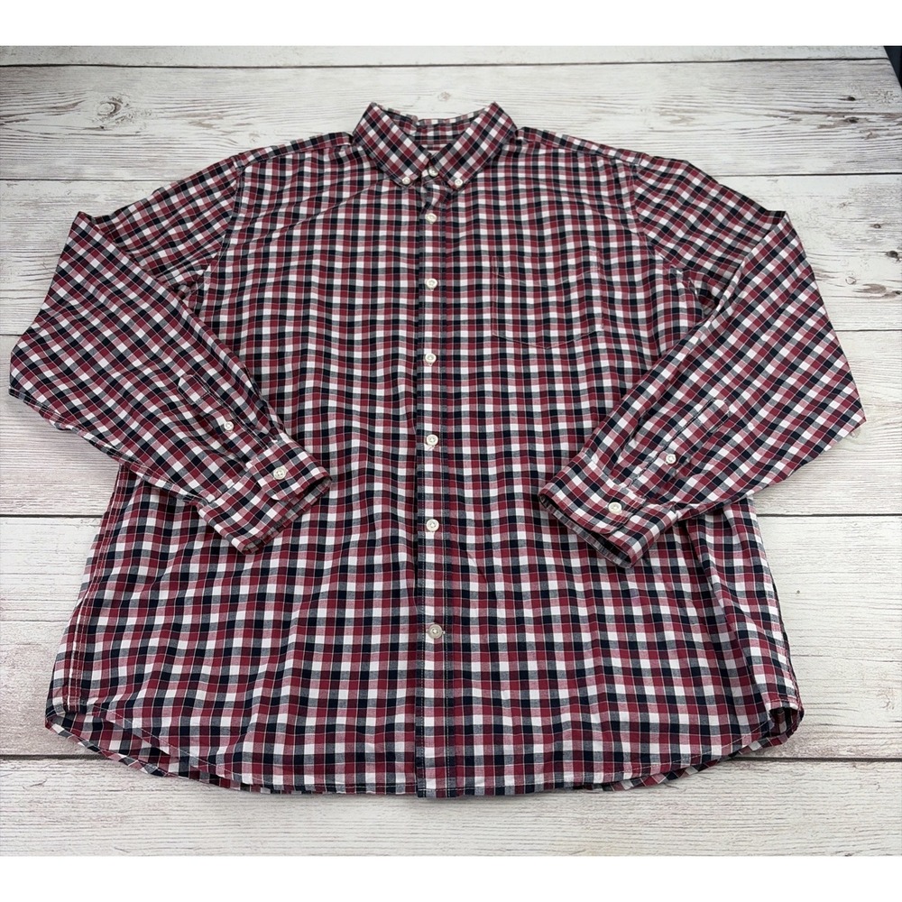 Gap Men's XL Standard Fit Long Sleeve Button Down Shirt Plaid Red Black Preppy